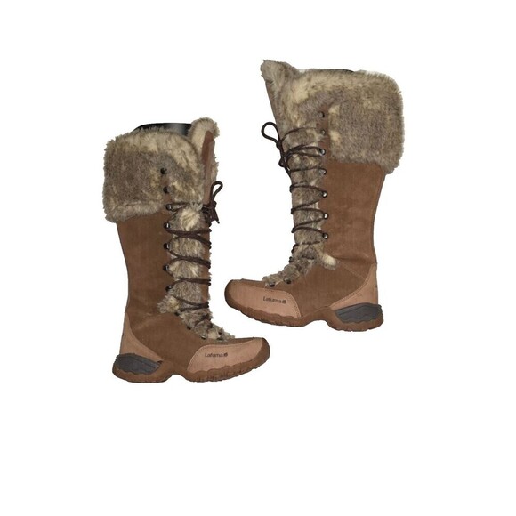 Lafuma Kokta Leather Velvet Feel Warm Fur Winter Snow Boots Brown Sz 6.5 - Picture 2 of 12